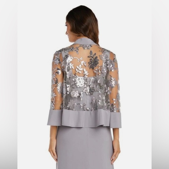 BRAND NEW Grey with Silver Sequin and Lace R&M RICHARDS DRESS SIZE 6 - Picture 4 of 11